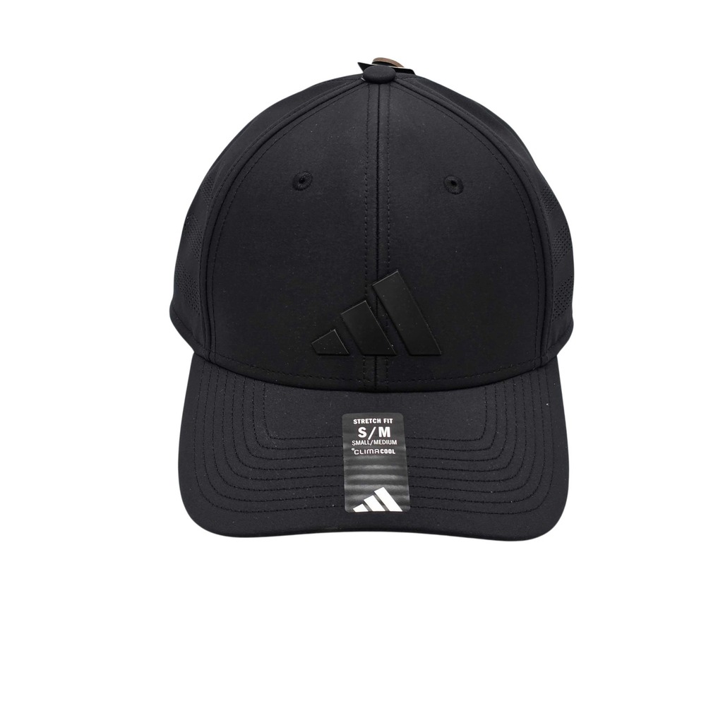 adidas Gameday 4 Stretch Fit Baseball Hat Cap Men's Size S/M Black ClimaCool NWT